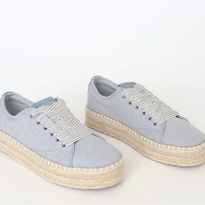 Women’s Eve Ice Blue Linen Espadrille Platform Sneakers Size 6.5